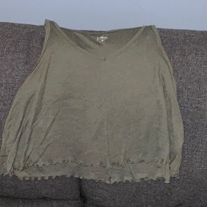 Flowey green crop tank top